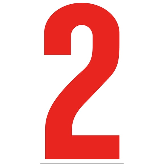 SSWBasics 5 1/2" Windshield Numbers And Symbols - Red/White - "2" - 3ʺW x 5 1/2ʺH - Pack of 12