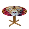 thumbnail image 3 of HAOXIT  Geometric Tablecloth, Lion Head Art Geometric Graphic in Digital Triangle Rainbow Retro Style, Dining Room Kitchen Round Table Cover 54-58, 3 of 8