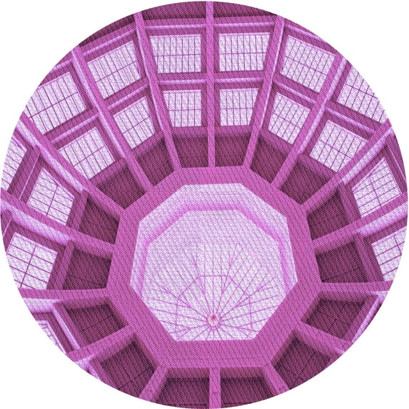 Ahgly Company Machine Washable Indoor Round Transitional Violet Purple Area Rugs, 4' Round