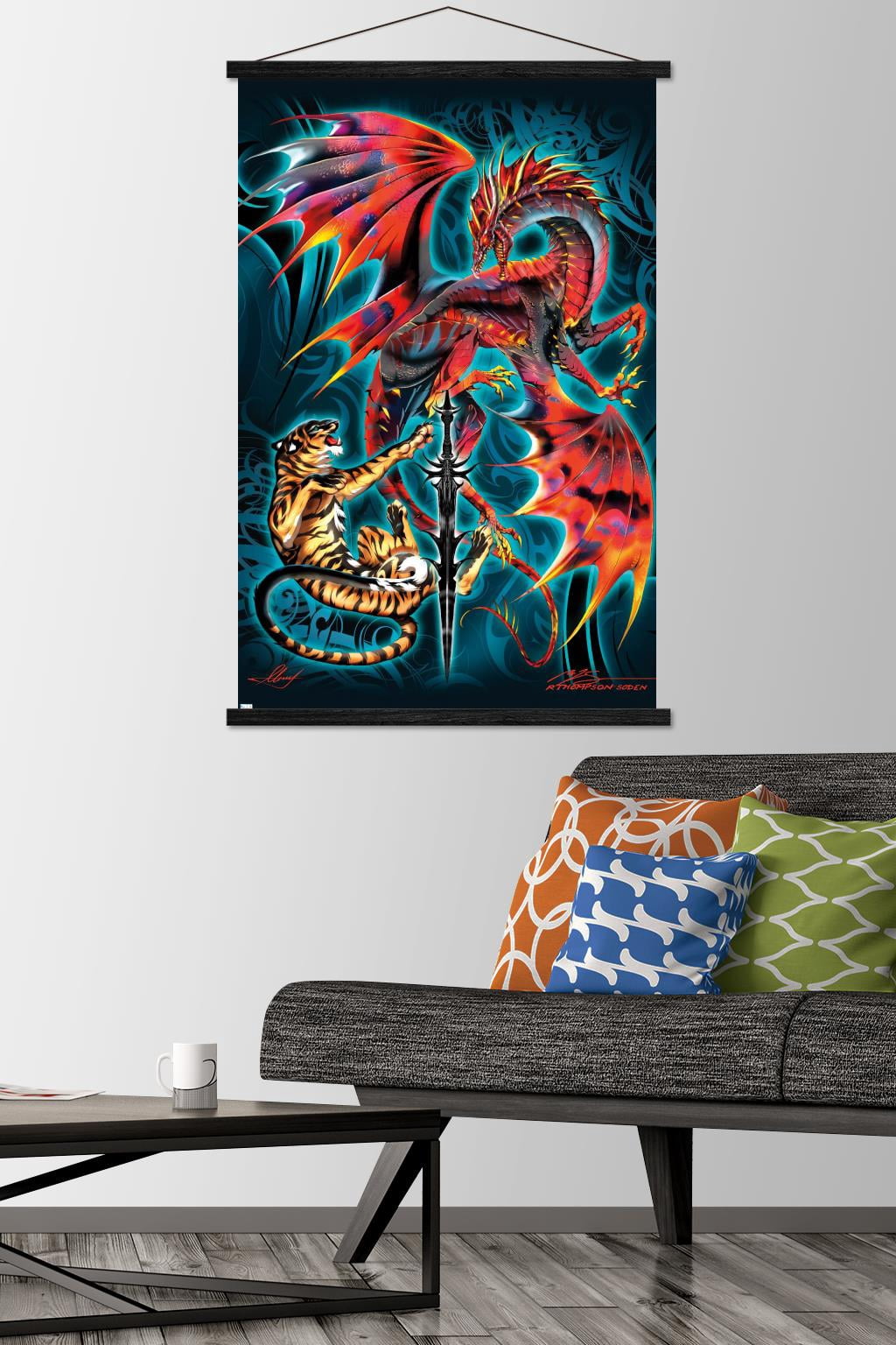 Ruth Thompson - Dragonblade Tigerblade Wall Poster with Wooden Magnetic Frame, 22.375" x 34"