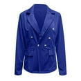 thumbnail image 4 of Olyvenn Trendy Double Breasted Suit Small Jacket for Women Solid Slim Fit Business Work Office Lightweight Lapel Collar Womens Suit Button Open Front Casual Long Sleeve Blazer Jackets Blue 12, 4 of 5
