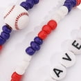 thumbnail image 7 of Ziurtnc 3 Pcs/Set Women Bracelet Set Independence Day Adjustable Contrast Color Smooth Beads Baseball Pendant Letter Print Pride Day Bracelets, 7 of 7