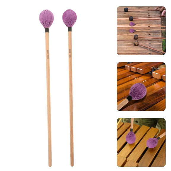 Hemoton Purple Drum Mallets with Wood and Woolen Yarn for Drum Use Practical and Comfortable Lightweight Percussion Stick 1 Pair