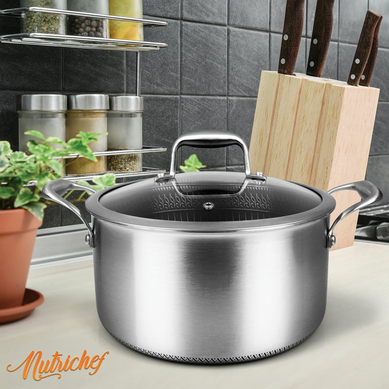 NutriChef Sauce Pot with Lid - Non-Stick High-Qualified Kitchen Cookware  with See-Through Tempered Glass Lids, 1.5 Quart (Works with Models: NCCW14S  & NCCW20S) 