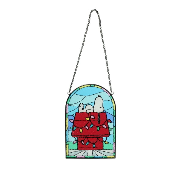 Peanuts Snoopy Mini Stained Glass Christmas Ornament – Holiday Hanging Accent
