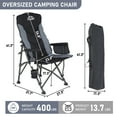 thumbnail image 3 of Coumy Oversized Camping Chairs, Adjustable Lumbar Support Folding Chairs for Outside, Heavy Duty Portable Chair with Side Pocket & Cup Holder (Black Grey), 3 of 9