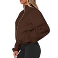 thumbnail image 3 of Chaquetas de Invierno para Mujer, de Forro , Larga, con Cremallera, , Cálidas, Estilo Otoño, para Hacer Ejercicio Marrón XL, 3 of 8