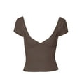 thumbnail image 2 of SUNSIOM Hauts à Col en V Profond pour Femmes T-Shirt Été Manches Courtes Ajusté Décontracté, 2 of 6