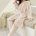 thumbnail image 5 of Women's Coral Fleece Pajamas Sets Long Button Down Hooded Cardigan with Pants Fluffy Cozy 2 Piece Pjs Set Homewear Womens Clothes, 5 of 7