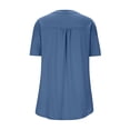 thumbnail image 6 of Uootdi Casual Tops for Women Short Sleeve V Neck Button Placket Ruched Hem Casual Daily Lightweight Tees Gift, 6 of 8