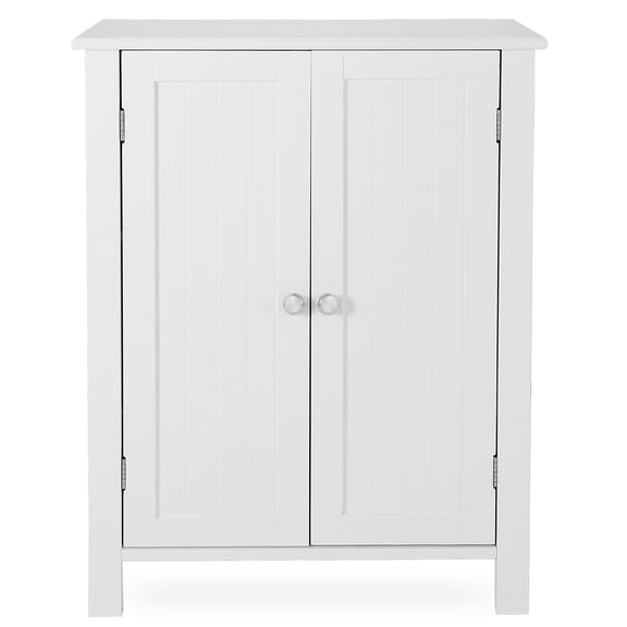 SuperDeal White Bathroom Floor Storage Cabinet Adjustable Shelf Cupboard 3 Shelves MDF