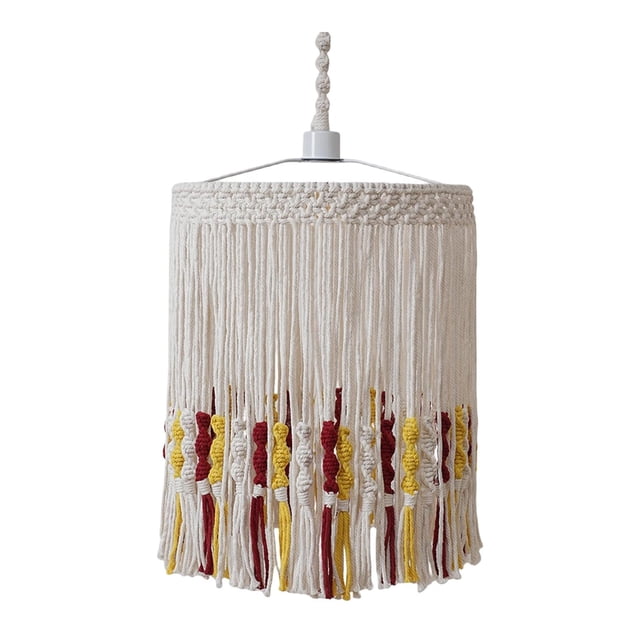 Pantalla de lámpara tejida a mano de macramé para lámpara de techo, estilo boho moderno, decorativa, colgante, para dormitorio, sala de estar o