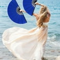 thumbnail image 4 of Large Folding Hand Fans: 2 Pack Premium Fabrics Folding Handheld Fan, Rave Fan with Thickened Plastic Frame, for Men and Women Performance, Dance, Decorations, Festival, Gift (Blue), 4 of 13