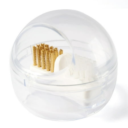 

huanledash Drill Bit Cleaner with Clear Cover Detachable Easy to Carry Soft Hard Bristle Professional Mini Drill Bit Cleanser Dual Clean Brush Box Nail Art Tool
