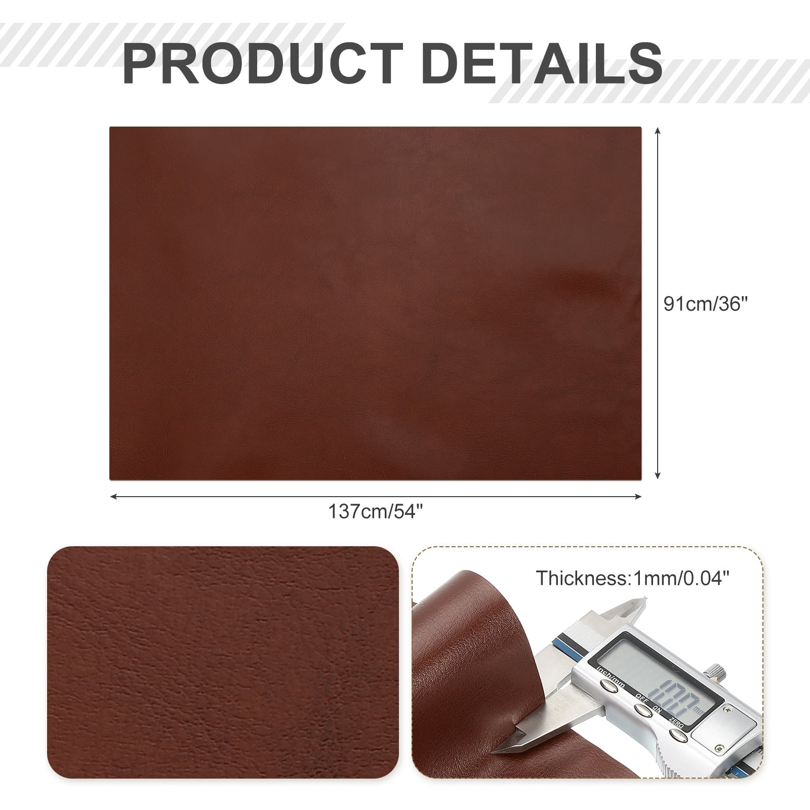 Uxcell Faux Leather Fabric, 1 Yard Waxed PU Leather Upholstery Fabric for DIY Crafts, Dark Brown