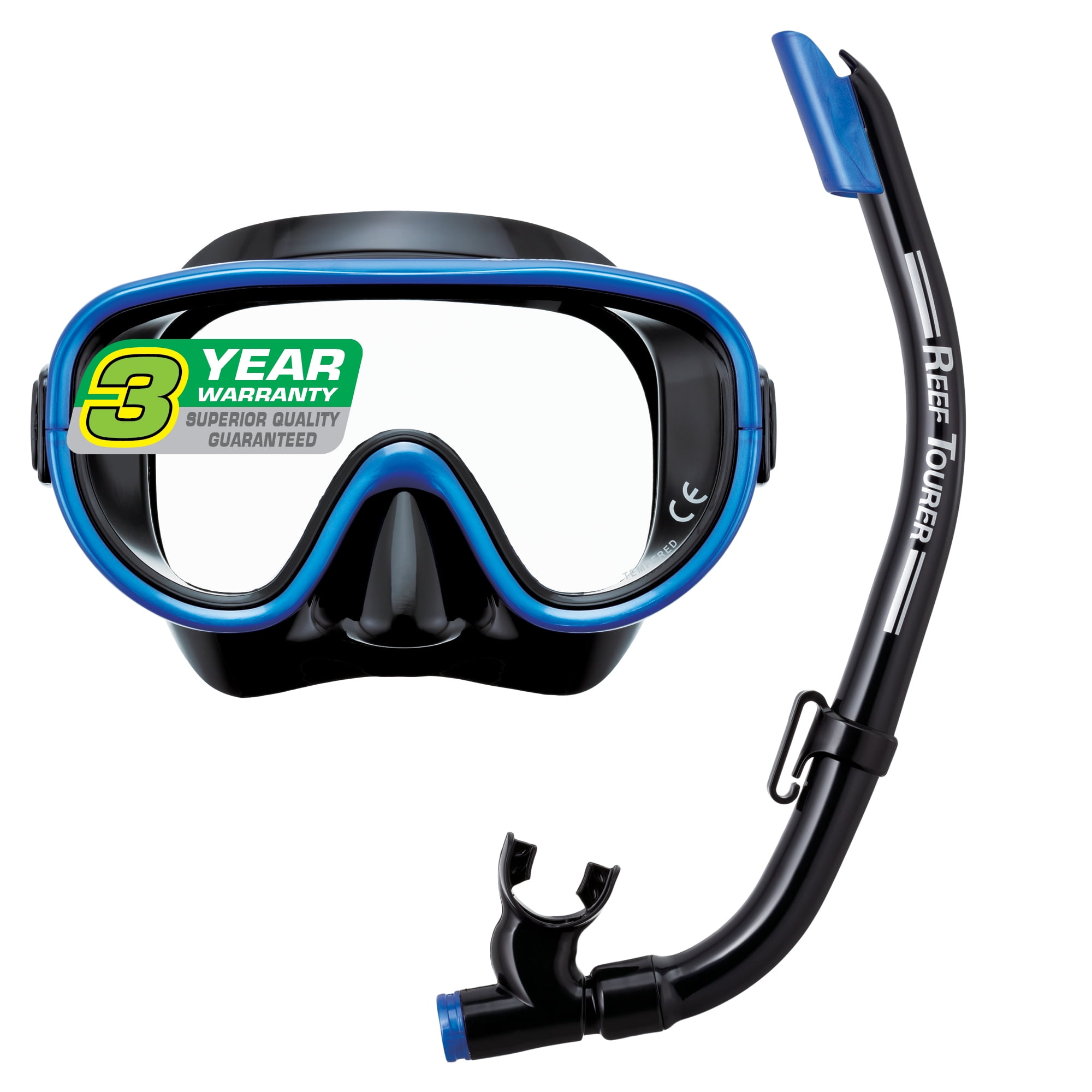 Reef Tourer Adult SingleWindow Mask & Snorkel Combo Set