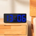 thumbnail image 3 of Reloj despertador electrónico digital USB con pantalla LED grande y función de repetición con 2 alarmas Azul, 3 of 8