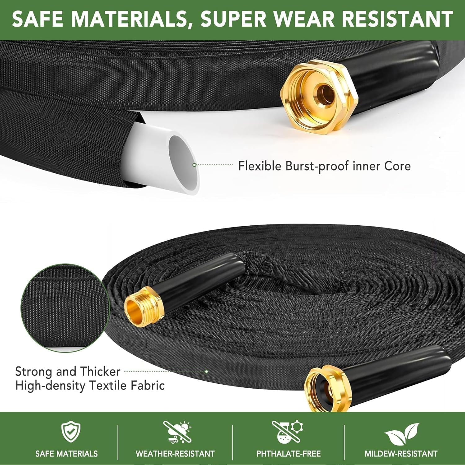 25Ft High Pressure Non-Extendable Garden Hose, Ultra-Light & Flexible Flexible Water Hose for Car Washing & Gardening