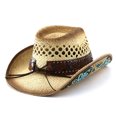 thumbnail image 5 of LILIYA Western Cowboy Hat for Women, Wide Brimmed Cowgirl Headwear with Decorative Band, Classic Western Felt Hat, Breathable Adjustable Sun Protection Headwear, 5 of 6