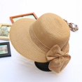 thumbnail image 3 of Sombrero de paja informal de verano para mujer, sombrero de Sol de papel de ala ancha grande con lazo, gorra de Panamá para vacaciones, nuevo, 3 of 4