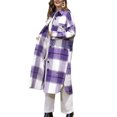 thumbnail image 1 of Kmbangi Women Coat Slit ?Plaid Printing Button-down Overcoat, 1 of 9