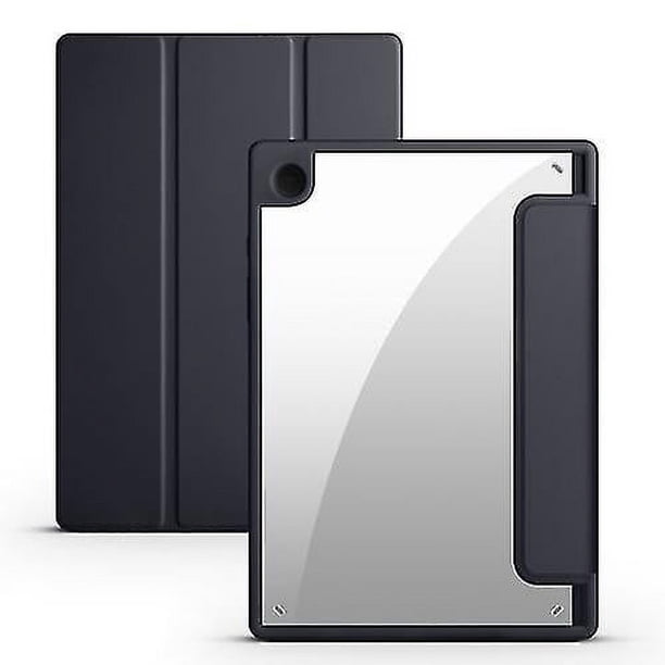 Funda de cuero acrílico inteligente plegable para Samsung Galaxy Tab A8 de 3 pliegues (verde oscuro)
