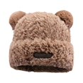 thumbnail image 2 of D GROEE Elastic Hat Women Winter Hat Cartoon Bear Shape Thick Plush Ear Knitted Lady Outdoor One piece Hood Hat, 2 of 7