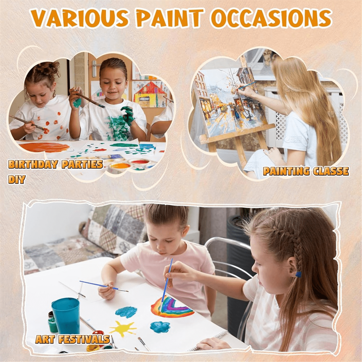 HOT 10Pack Acrylic Paint Set,for Kids Adults Art & Craft Painting, for Home Classroom Birthday DIY with Palettes and Brushes