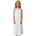 thumbnail image 6 of HAOTAGS Girls Maxi Dress,Long Tube Sundress Sleeveless Drawstring Loose Cami Gown Beach Dress White 9-10, 6 of 9