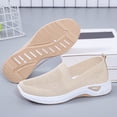 thumbnail image 4 of Women's Mesh Walking Sneakers Lightweight Breathable Workout Shoes Elderly Slip on Summer Casual Tennis Shoe wirh Arch Support Beige Size 7, 4 of 7