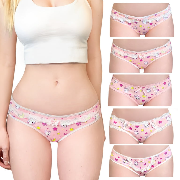 Littleforbig Panties Set Usagi Pattern Women Underwear 5 Pack Small