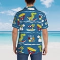 thumbnail image 4 of Pofeuu Dinosaur on the Beach Vacation Print Hawaiian Shirt for Men Sleeves Casual Button Down Summer Beach Dress Shirts T-Shirts,Medium, 4 of 7