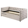 thumbnail image 3 of ACME Romona Button Tufted Fabric Upholstered Full Daybed and Trundle in Beige, 3 of 7