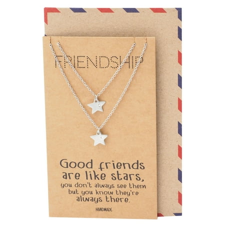 Star Pendants Friendship Necklace for 2, Gifts for Best friends, with Greeting Card, 16-in to (Sweet 16 Gifts For Best Friend)