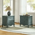 thumbnail image 7 of Wooden End Table with Charging Station Space 2 Drawers Table Living Room Blue, 7 of 7