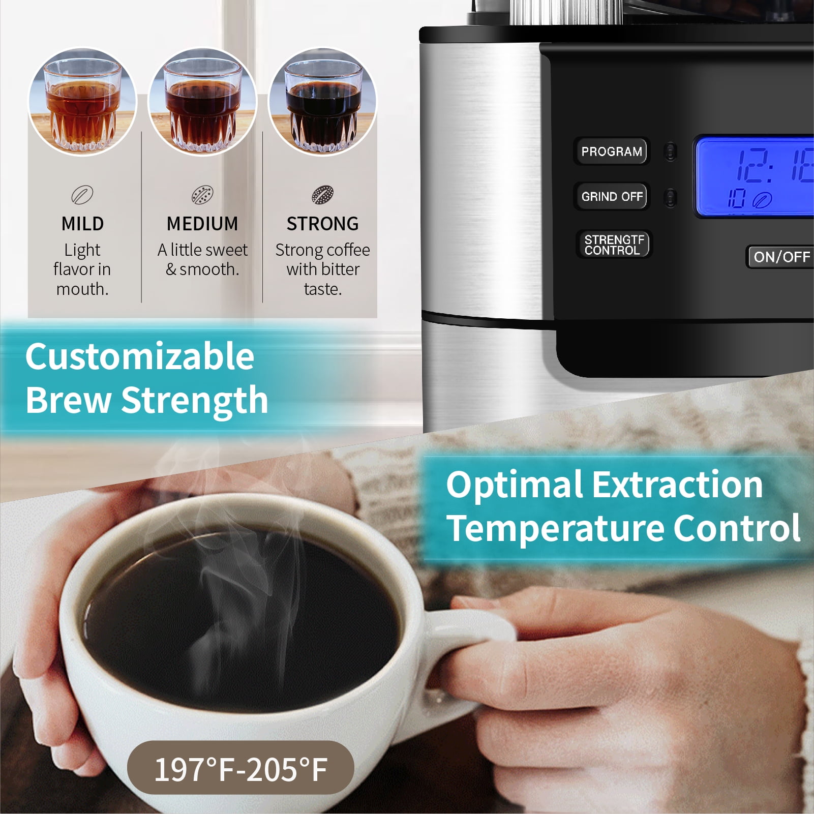 Buy GEVI 10Cup Programmable Grind and Brew Coffee Maker, Black Online