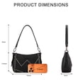 thumbnail image 3 of Wrangler Shoulder Bag for Women Denim Canvas Small Hobo Purse with Stitched Detail & Back Zipper Pocket, Black, 3 of 6