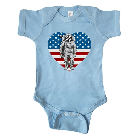 

Inktastic Astronaut Space Travel US Flag Heart Gift Baby Boy or Baby Girl Bodysuit