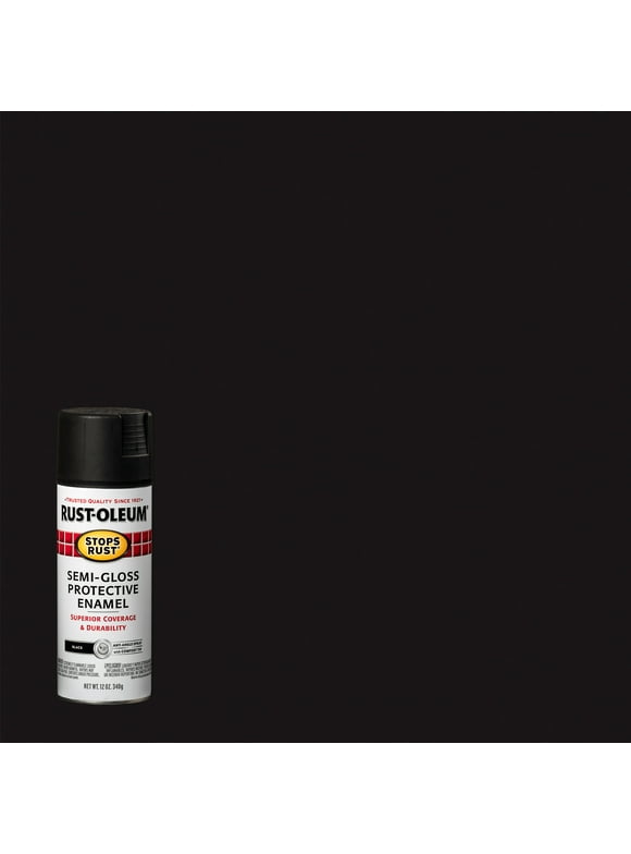 Black, Rust-Oleum Stops Rust Semi-Gloss Protective Enamel Spray Paint-7798830, 12 oz
