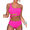 Hot Pink, variant on Hilor Women's One Shoulder High Waisted Bikini Tie High Cut Swimwear Two Piece Swimsuits Bathing Suit