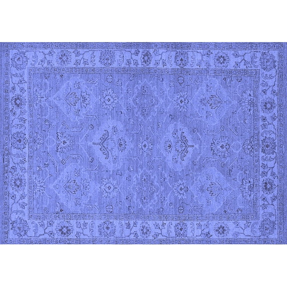 Ahgly Company Machine Washable Indoor Rectangle Oriental Blue Traditional Area Rugs, 2' x 5'