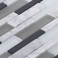 thumbnail image 3 of Modket TDH491NS White Gray Calacatta Marble Stone Crystal Glass Linear Mosaic Tile Backsplash, 3 of 5