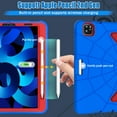 thumbnail image 2 of Allytech for Case for iPad Pro 11 inch (2nd, 3rd & 4th Gen) 2020/2021/2022, iPad Air 5th/4th Gen 10.9" Case with Pencil Holder, Heavy Duty Anti-Drop Children Friendly Stand Case, Blue + Red, 2 of 10