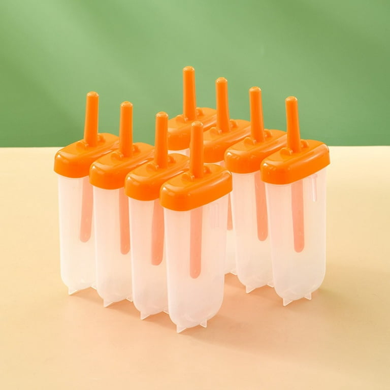 Fancy Popsicle Mould, 8Pcs Plastic Ice Pop Molds BPA Free Popsicle Mold  Reusable Easy Release Ice Pop Make 8 Orange 