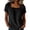 Black, variant on Wenini Women's Square Neck Short Sleeve Blouse Smocked Casual Loose Lightweight Summer Top Flowy Curved Hem Linen Blouse, Black XXL
