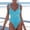Light Blue, variant on Team Bride One-Piece Swimsuit, Women's Scoop Neck High Cut Bridal Party Swimwear, Sleeveless Backless Bridesmaid Bathing Suit, 6 Colors, Sizes S-3XL