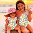 thumbnail image 4 of Abcomgle Kids Bathing Suits Girls Ruffled Stretchy One Piece Girls Swimsuit Cute Pineapple Graphic Girls Swimwear, 4 of 7
