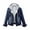 Blue, variant on IROINNID Denim Jacket for Women Long Sleeve Turndown Lapel Light Wash Jean Jacket Solid Color Winter Warm Keep Button Down Basic Hooded Outerwear,Blue