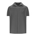 thumbnail image 4 of VBTAPA Button Down Shirt for Men Short Sleeve Casual Dress Shirt Summer Beach Vacation Shirt with Pocket Prime Sales Dark Gray XXL, 4 of 6