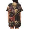 thumbnail image 6 of Susaid Eerie Skull Holding Another Print Women's Pajama Set, Button-Up Sleepwear with Elastic Waist Shorts, Perfect for Lounging, Yoga, Beach, and Casual Wear-XX-Large, 6 of 7